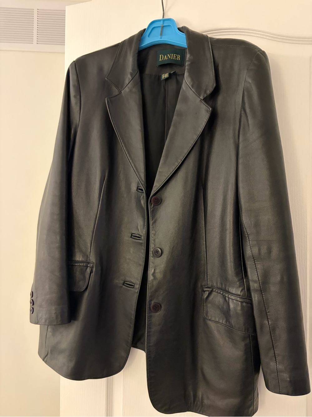 Danier Black Leather Tailored Blazer Jacket